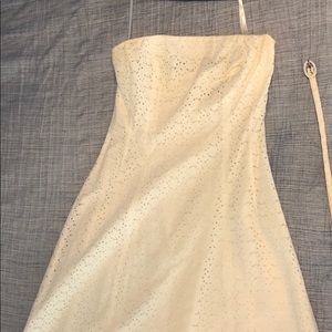 Express white eyelet strapless dress